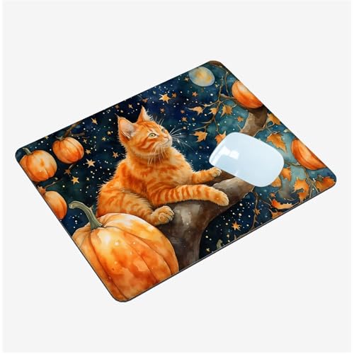 Mauspad Klein 260x210x3mm,Mini Mousepad Katze Schreibtischunterlage,wasserdichte Gaming Mauspad Kürbis Mauspads mit Vernähten Kanten,rutschfeste Mouspad,Tragbar,Schreibtisch Zubehör,Geschenk T1-204 von Thooaixy