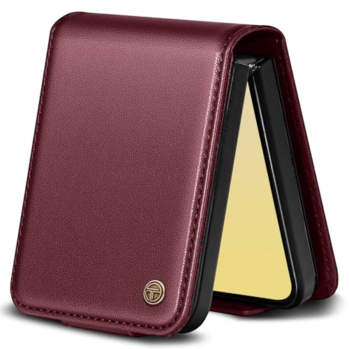 Handyhülle für Samsung Galaxy Z Flip6 Hülle, Premium Lederhülle Schutzhülle für Samsung Z Flip6 Hülle Wallet Kartenfach Standfunktion Klappbar Flip Case für Galaxy Z Flip6 Hülle, Weinrot von Thorhülle