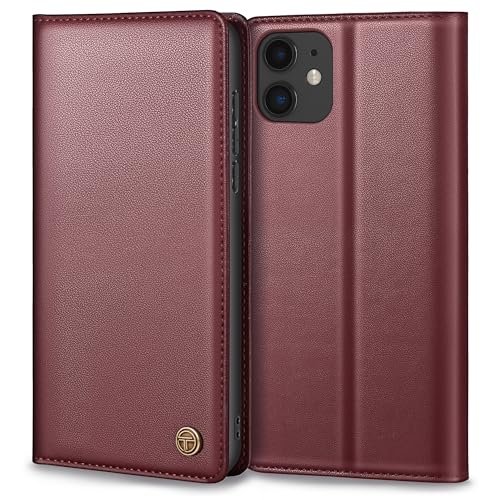 Handyhülle für iPhone 12/12 Pro Hülle, Premium Lederhülle Schutzhülle Tasche für iPhone 12/12 Pro Hülle Wallet Kartenfach Standfunktion Klappbar Flip Case für iPhone 12 Hülle, Weinrot von Thorhülle