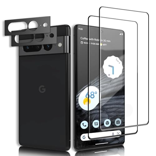 2&2 Stück Schutzfolie für Panzerglas für Google Pixel 7 Pro mit Kameraschutz, [Fingerabdruck-ID unterstützen] [Sensible Berührung], [3D-Volle Bedeckung] Displayschutzfolie für Google Pixel 7 Pro - 1 von Three-Tree