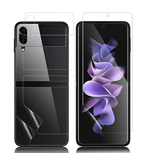 Schutzfolie Folie für Samsung Galaxy Z Flip 3 5G, 2 Sätze × 4 Stück Displayschutzfolie - [Fingerabdruckleser Funktioniert Top] [Selbstheilung] [3D-Volle Bedeckung] [HD Klar] für Samsung Z Flip 3 5G -2 von Three-Tree