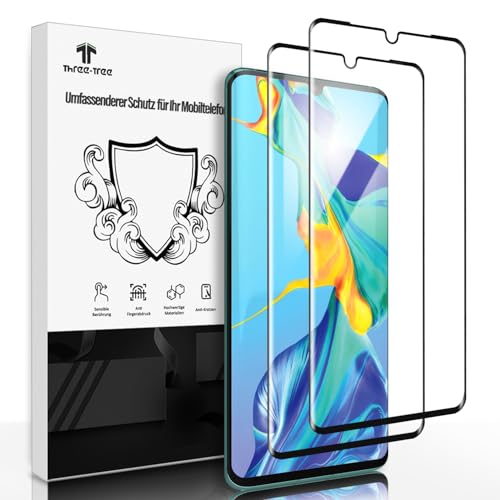 Schutzfolie für Panzerglas Huawei P30 Pro / New Edition 2020 [2 Stück], [Sensible Berührung] [3D-Volle Bedeckung] [HD-Klar] [9H Härte Anti-Kratzen] Displayschutzfolie Folie für Huawei P30 Pro - 1 von Three-Tree