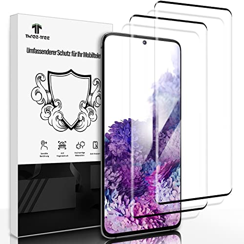 Schutzfolie für Panzerglas für Samsung Galaxy S20, 2 Stück [Fingerabdruck-ID Unterstützen], Sensible Berührung, 3D-Volle Bedeckung, 9H Härte Anti-Kratzen, HD Display Panzer Folie für Galaxy S20 von Three-Tree