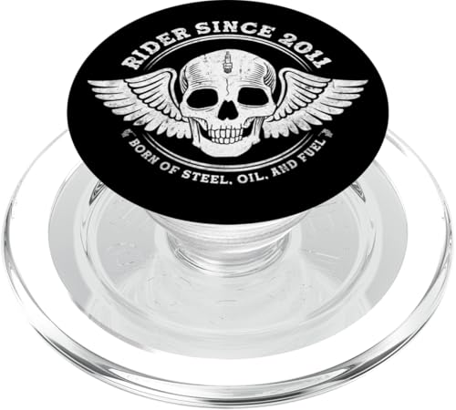 Rider Since 2011 - Inspired by the Dad, Papa, Oil and Fuel PopSockets PopGrip für MagSafe von Throttle Unchained | Skull Rider Store