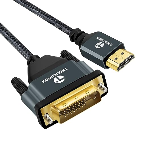Thsucords 4K HDMI zu DVI Kabel 1M, Vergoldetes geflochtenes DVI zu HDMI Kabel Bidirektional kompatibel mit Projektor, Laptop, TV, PC, DVD Player von Thsucords
