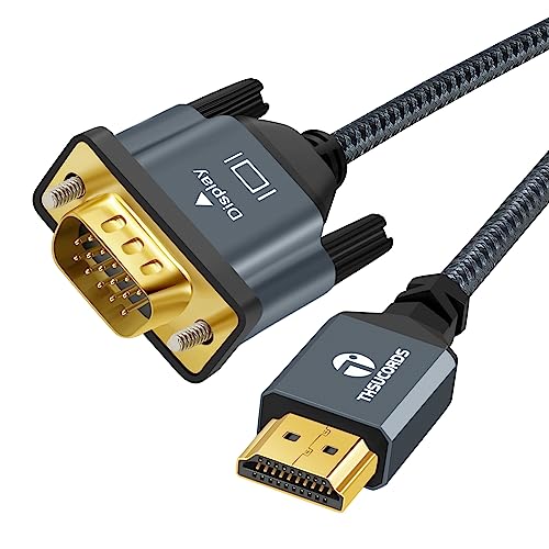 Thsucords Geflochtenes HDMI auf VGA Kabel 3M (Stecker auf Stecker) vergoldet kompatibel mit 720p/1080p Computer,Desktop,Laptop,PC, Monitor,Projektor von Thsucords