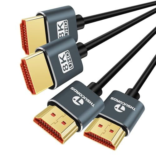 Thsucords Ultradünne 8K 4K HDMI Kabel 3M 2 Stück, Schlanke Flexible Weiche Hochgeschwindigkeits HDMI 2.1 Unterstützung 4K@120Hz 8K@60Hz 48Gbps kompatibel mit Roku TV/HDTV/PS5/Blu-ray von Thsucords