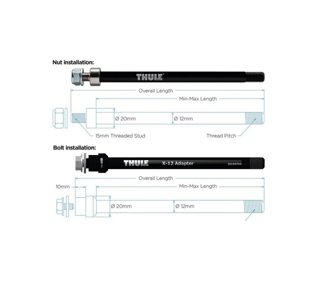 Thule Achsadapter Maxle Trek M12x1,75 174 oder 180mm Befestigung-Mutter Adapter von Thule