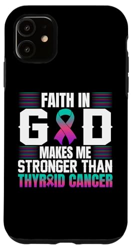 Hülle für iPhone 11 Schilddrüsenkrebs Bewusstsein Krieger Blaugrün & Lila Rosa Band von Thyroid Cancer Support Squad Awareness Outfit