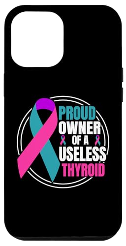 Hülle für iPhone 12 Pro Max Schilddrüsenkrebs Bewusstsein Krieger Blaugrün & Lila Rosa Band von Thyroid Cancer Support Squad Awareness Outfit