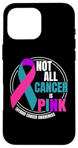 Hülle für iPhone 16 Pro Max Schilddrüsenkrebs Bewusstsein Krieger Blaugrün & Lila Rosa Band von Thyroid Cancer Support Squad Awareness Outfit