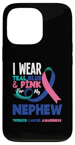 Hülle für iPhone 13 Pro Ich trage blaublaues Rosa, um meinen Neffen auf Schilddrüsenkrebs aufmerksam zu machen von Thyroid Cancer Support and Awareness Apparel Gifts