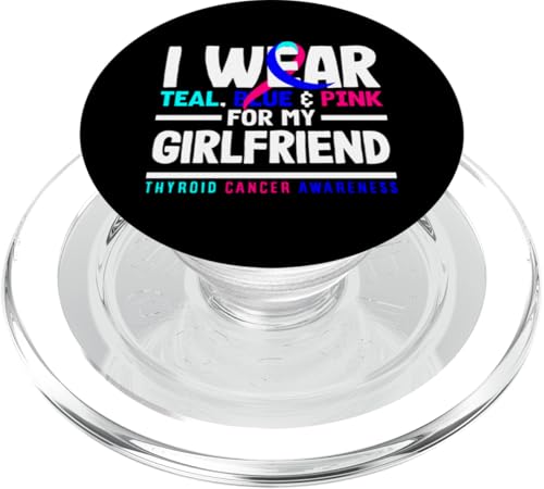 Ich trage blaublau/rosa Freundin Schilddrüsenkrebs Awareness PopSockets PopGrip für MagSafe von Thyroid Cancer Support and Awareness Gifts