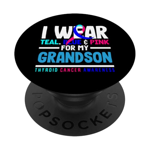 Schilddrüsenkrebs für Enkel in Blaublau und Rosa PopSockets Klebender PopGrip von Thyroid Cancer Support and Awareness Gifts