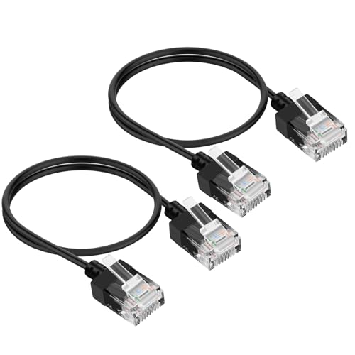 Thzzhnno Dünn RJ45 Cat6A Ethernet Kabel 1M 2 Stück,Ultraflexibles & Dünn LAN Ethernet Kabel, High Speed 10Gbps 550MHz UTP Cat6 Netzwerkkabel, Cat 6 Patchkabel für Router, Modem, Xbox, Laptop, Server von Thzzhnno