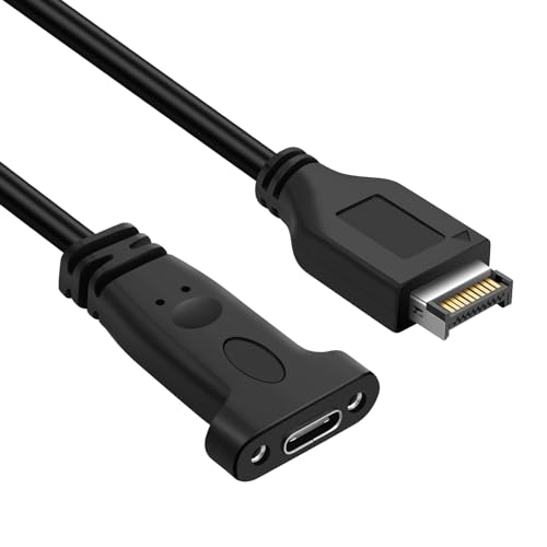 Thzzhnno USB 3.2 Gen 2 USB C Frontplatten-Adapterkabel, 4,8 m, Motherboard-Header-Verlängerungskabel, USB C 3.1 Typ C 10 Gbit/s Buchse auf 20-poligen USB-Typ-E-Stecker, Kabel mit Befestigungsschraube von Thzzhnno