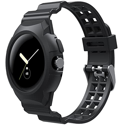 TiMOVO Ersatzband Kompatibel mit Google Pixel Watch, TPU Uhrenarmband Einstellbar Uhrenarmbänder für Herren und Damen Sportlich Smartwatch Ersatzband, Schwarz von TiMOVO