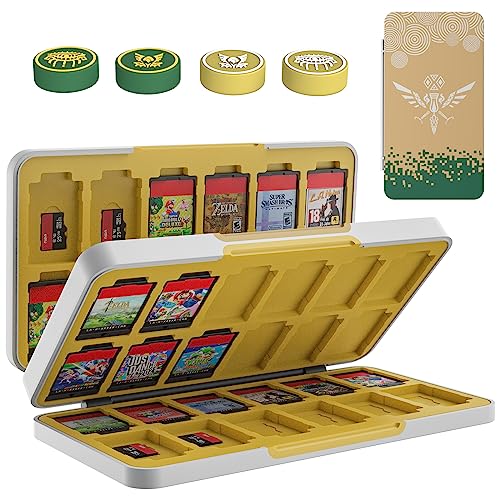 TiMOVO Game Card Aufbewahrungsbox Kompatibel mit Nintendo Switch OLED Modell/Switch/Switch lite, für 48 Spielkarten & 24 SD-Karten Tragbar Aufbewahrung Tasche Memory Card Organizer, Weißer Adler von TiMOVO