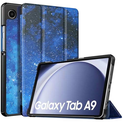 TiMOVO Hülle Kompatibel mit Samsung Galaxy Tab A9 8,7" 2023, Schlank Leicht Schutzhülle mit Ständer & Harter Rückseite für das Neue Galaxy Tab A9 8,7 Zoll Tablet SM-X110/X115/X117, Blau Sterne von TiMOVO