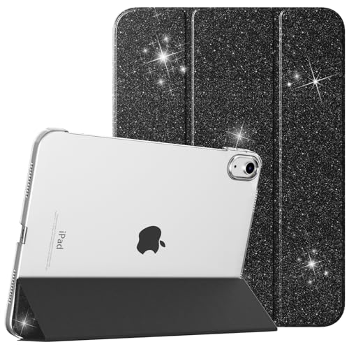 TiMOVO Hülle Kompatibel mit iPad 10 Generation 10,9 Zoll 2022, iPad 10. Hülle Schlank Smart Case Cover, Auto Schlaf/Aufwach Schutzhülle mit Transluzent Hart PC Rückhülle, Glitter Schwarz von TiMOVO