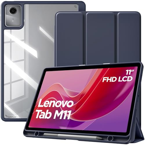 TiMOVO Hülle für Lenovo Tab M11 TB330 11 Zoll 2024 mit Stifthalter, Schlanke Trifold Ständer Schutzhülle mit Transparente Rückseite für Lenovo Tab M11, Unterstützt Auto Schlaf/Aufwach, Indigo von TiMOVO