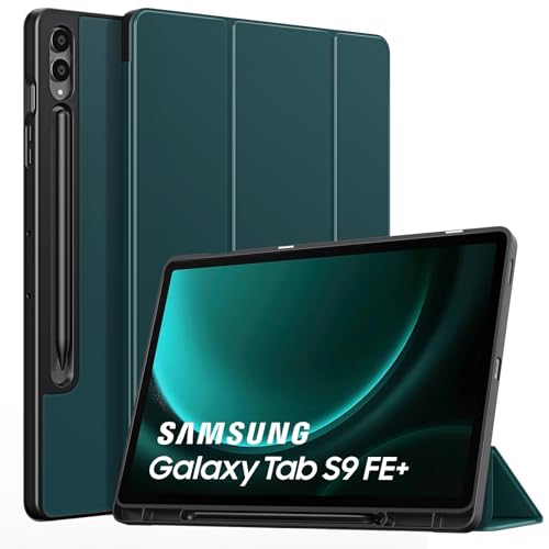 TiMOVO Hülle für Samsung Galaxy Tab S9 FE+ 2023 SM-X610N/SM-X616B, Schlanke Ständer Schutzhülle mit Stifthalter für Galaxy Tab S9 FE+ 12,4'', Auto Schlaf/Wach, Blaugrün von TiMOVO