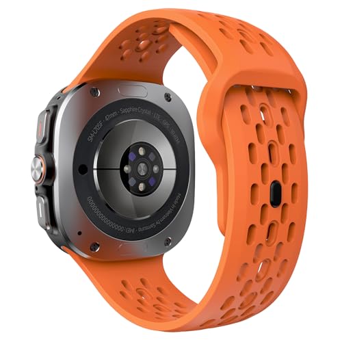 TiMOVO Sport Band Kompatibel mit Samsung Galaxy Watch 7 Ultra 47mm, weiches Silikon und Atmungsaktive Eigenschaft, Ideale Ersatzarmbänder für Männer und Frauen, Orange von TiMOVO