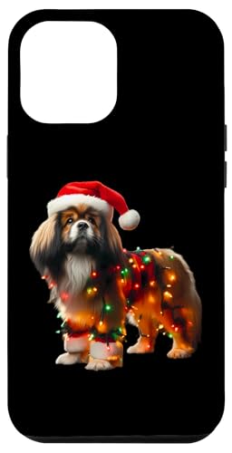 Hülle für iPhone 12 Pro Max Tibetische Spaniel-Weihnachtsmannmütze, Weihnachtsbeleuchtung, Hundebesitzer, Mutter, Papa von Tibetan Spaniel Christmas Products