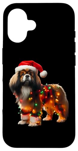 Hülle für iPhone 16 Tibetische Spaniel-Weihnachtsmannmütze, Weihnachtsbeleuchtung, Hundebesitzer, Mutter, Papa von Tibetan Spaniel Christmas Products