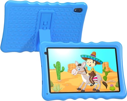 Kinder-Tablet, 10,1 Zoll Android 13 Tablet für Kinder, 4 GB RAM 32 GB ROM 5000 mAh Akku, Kleinkind-Tablets mit Bluetooth, WLAN, Kindersicherung, Dual-Kamera, stoßfeste Hülle(Hellblau) von Tibuta