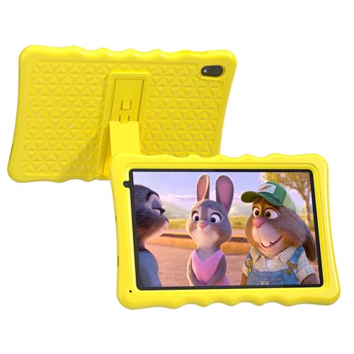 Kinder-Tablet, 10,1 Zoll Android 13 Tablet für Kinder, 4 GB RAM 32 GB ROM 5000 mAh Akku, Kleinkind-Tablets mit Bluetooth, WLAN, Kindersicherung, Dual-Kamera, stoßfeste Hülle(Gelb) von Tibuta