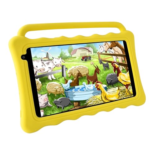 Tibuta 7 Kinder-Tablet, 7 Zoll 1024 x 600 IPS HD-Display, WiFi 2G + 32 GB, Kindersicherungsmodus, Kleinkinder-Tablet mit kinderfreundlicher Hülle für die Kids EditionGelb von Tibuta