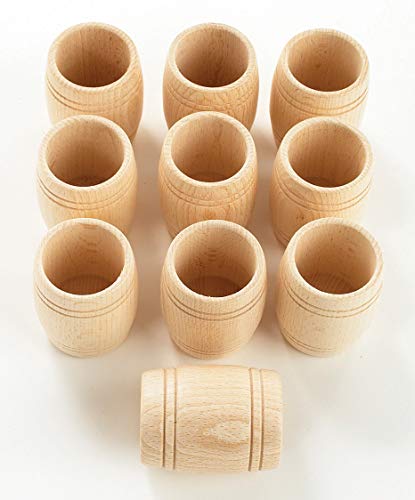 TickiT 73942 Wooden Heuristic Barrels, Pack of 10, Natural Wood von TickiT