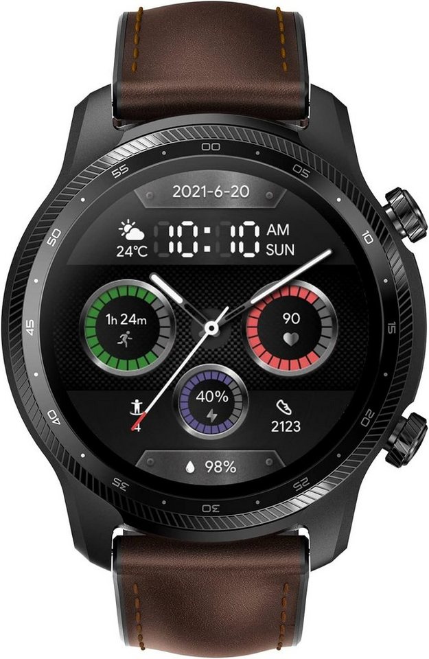 Ticwatch Pro 3 Ultra 4G WH11013 mit Mobilfunkanschluss von Vodafone OneNumber Smartwatch (1,4 Zoll), Orange eSIM Qualcomm und Mobvoi Dual Wear OS Blutsauerstoff von Ticwatch