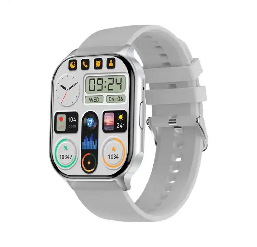 Tidy HK26 BIG quadratische Form AMOLED Touchscreen 2,5 D Glas Smartwatch (2,04 Zoll), Fitness Tracker von Tidy