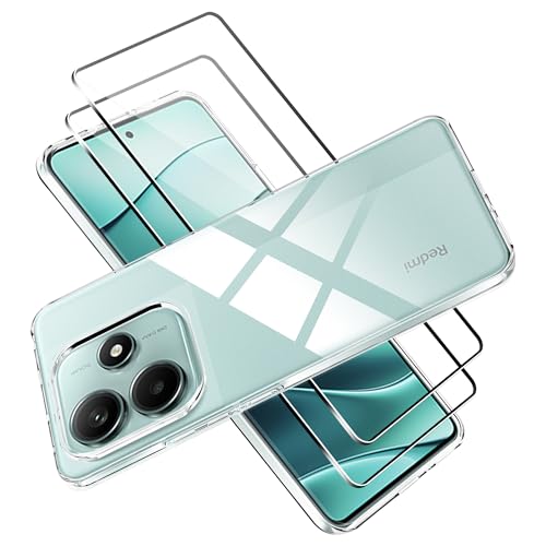 Tieeyivv Hülle für Redmi Note 14 5G mit Panzerfolie Schutzfolie für Panzerglas Schutzglas Cover Stoßfest Schutzhülle, Soft TPU Transparent Handyhülle [Kamera Schutz] von Tieeyivv