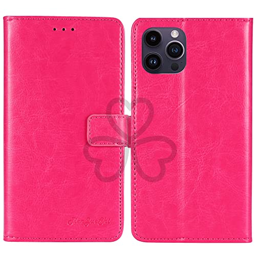 TienJueShi Rosa Retro TPU Silikon Flip Book Stand Brief Leder Tasche Schütz Hülle Handy Case Abdeckung Wallet Cover Etui Für Apple iPhone 16 Pro 6.3 inch von TienJueShi