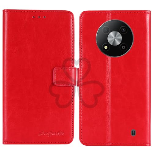 TienJueShi Rot Retro TPU Silikon Flip Book Stand Brief Leder Tasche Schütz Hülle Handy Case Abdeckung Wallet Cover Etui Für zte Blade A73 5G 6.52 inch von TienJueShi