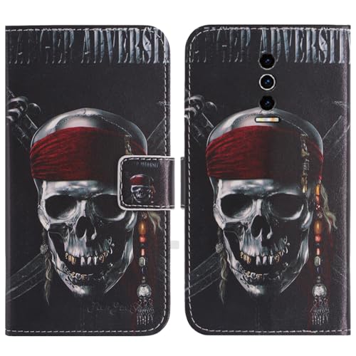 TienJueShi Totenkopf Flip Book Stand Brieftasche Leder Tasche Schütz Hülle Handy TPU Silikon Case Abdeckung Wallet Cover Etüi Für DOOGEE Blade 10 Ultra 6.56 inch von TienJueShi