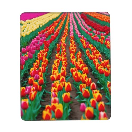 Mauspad mit buntem Tulpenmuster, Gaming-Mauspad für Büro, Laptop, Schreibtisch, Damen und Herren, 25,4 x 30,5 cm, 20,4 x 24,1 cm von TietYaer