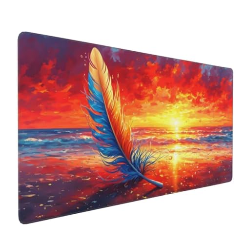 Feather Sunset Mauspad, Gaming Mauspad, Mousepad 700x300x3 mm Schreibtischunterlage groß - XXL Verbessert Präzision und Geschwindigkeit Wasserdicht und rutschfest Geeignet für Büro und Spiele Y-4965 von Tifnuer