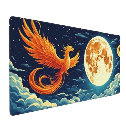 Mauspad XXL,500x250 mm, Phoenix Mond Gaming Mauspad, Schreibtischunterlage Mousepad Vernähte Kanten WassXerdicht Anti-Rutsch, für Gaming Zubehör Deko, Stabiler Halt auf Glatten Oberflächen Y-9077 von Tifnuer