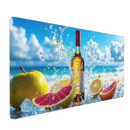 Mauspad XXL,700x400 mm, Obst Champagner Gaming Mauspad, Schreibtischunterlage Mousepad Vernähte Kanten WassXerdicht Anti-Rutsch, für Gaming Zubehör Deko, Stabiler Halt auf Glatten Oberflächen Y-3471 von Tifnuer