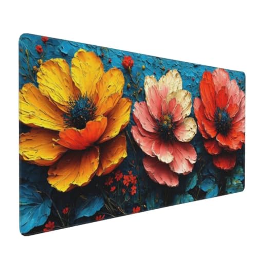 Mauspad XXL,800x300 mm, Abstrakte Blumen Gaming Mauspad, Schreibtischunterlage Mousepad Vernähte Kanten WassXerdicht Anti-Rutsch, für Gaming Zubehör Deko, Stabiler Halt auf Glatten Oberflächen Y-6968 von Tifnuer