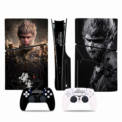 Tikhell Wukong Ganzkörper-Schutzaufkleber für PS5 Slim Disc Digitalkonsole und Controller, Skin-Aufkleber für Konsolen- und Controller-Skins von Tikhell