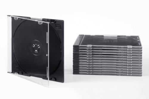 Tillmann Media CD-Hüllen Slimcase 5 mm für 1 CD/DVD, Deckel transparent, Rückenteil schwarz, Kartoninhalt: 100 Stück von Tillmann Media