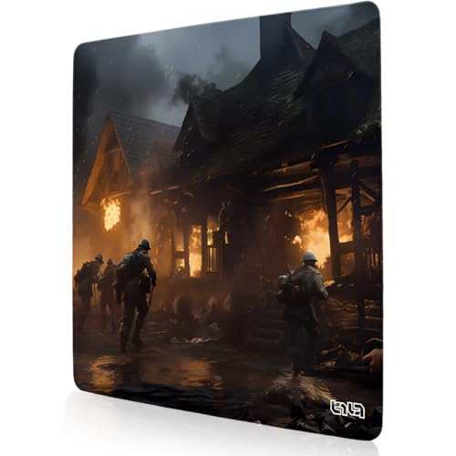 Tilt Schreibtischunterlage 30x30 cm Gaming Mauspad | Rutschfester Mousepad Groß für Schreibtisch und PC Gadgets | Wasserdichter Desk Mat (House in Flames) von Tilt