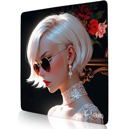 Tilt Schreibtischunterlage 30x30 cm Gaming Mauspad | Rutschfester Mousepad Groß für Schreibtisch und PC Gadgets | Wasserdichter Desk Mat (White Lady) von Tilt