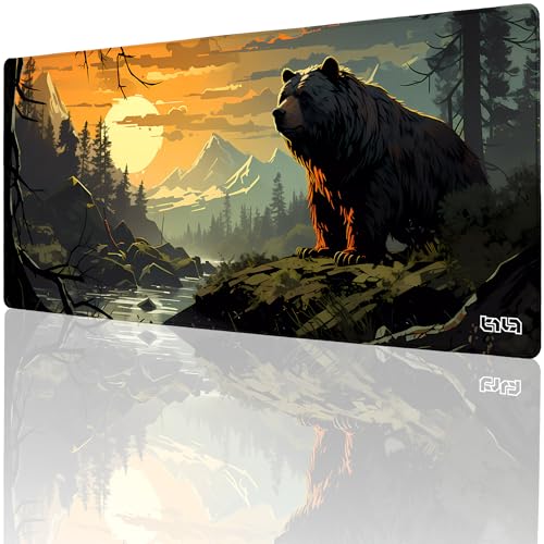 Tilt Schreibtischunterlage 90x40 cm Gaming Mauspad XXL | Rutschfester Mousepad Groß für Schreibtisch und PC Gadgets | Wasserdichter Desk Mat (Bear Forest) von Tilt