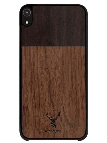 Timber&Jack - Holz Handyhülle aus geräucherter Eiche & Walnuss 100% Echtholz & Handarbeit passend für iPhone (iPhone XR) von Timber&Jack